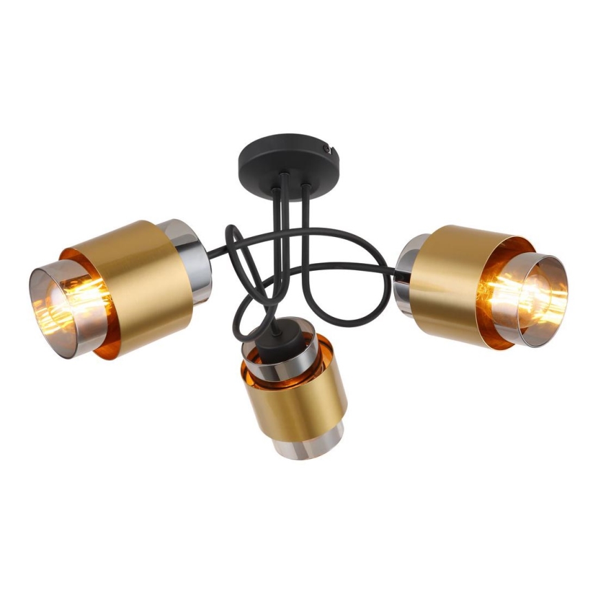 Globo - Surface-mounted chandelier 3xE27/40W/230V black/brass