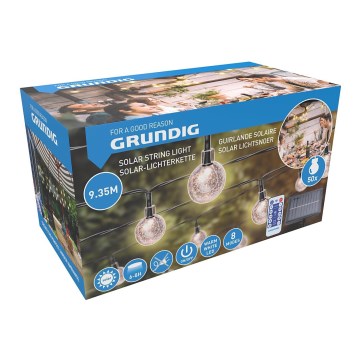 Grundig - LED Dimmable solar chain 50xLED/8 functions 9,35m warm white + remote control