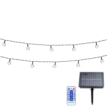 Grundig - LED Dimmable solar chain 50xLED/8 functions 9,35m warm white + remote control