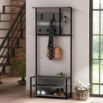 Hallway wall NOMAD 182x78 cm black/anthracite