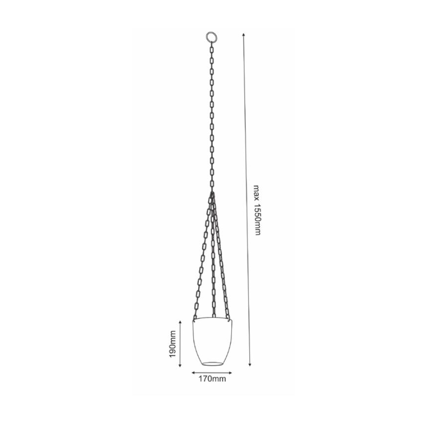 Hanging flowerpot 155x17 cm white