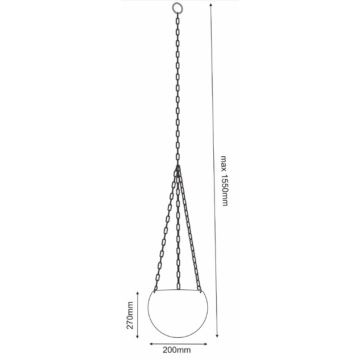 Hanging flowerpot 155x20 cm black