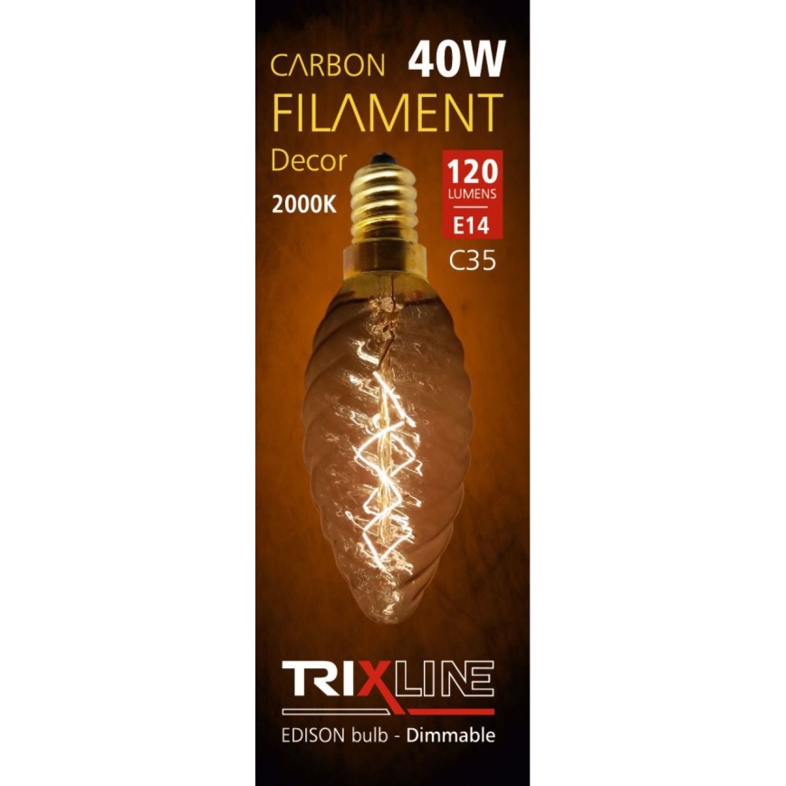 Heavy-duty decorative dimmable bulb VINTAGE C35 E14/40W/230V 2000K