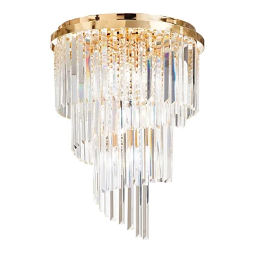 Ideal Lux - Crystal surface-mounted chandelier CARLTON 12xE14/40W/230V gold
