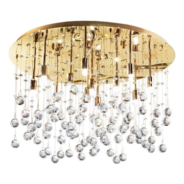 Ideal Lux - LED Crystal ceiling light MOONLIGHT 12xG9/3W/230V pr.60 cm gold
