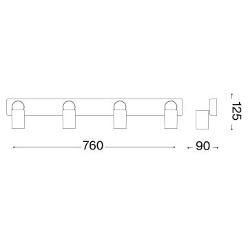 Ideal Lux - LED Spotlight RUDY 4xGU10/7W/230V CRI 90 black