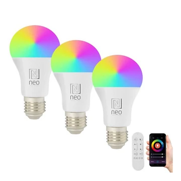 Immax NEO 07712CDO - SET 3x LED RGB+CCT Dimmable bulb E27/9W/230V Wi-Fi Tuya + remote control