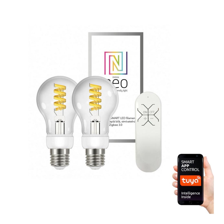 Immax Neo - SET 2x LED Dimming bulb FILAMENT E27/5W/230V 2700-6000K + RC