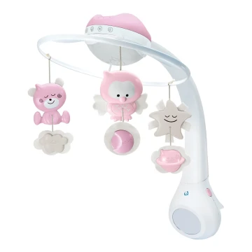 Infantino - Crib mobile with melody 3in1 3xAAA pink