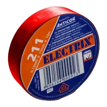 Insulation tape ELECTRIX 15mm x 10m red