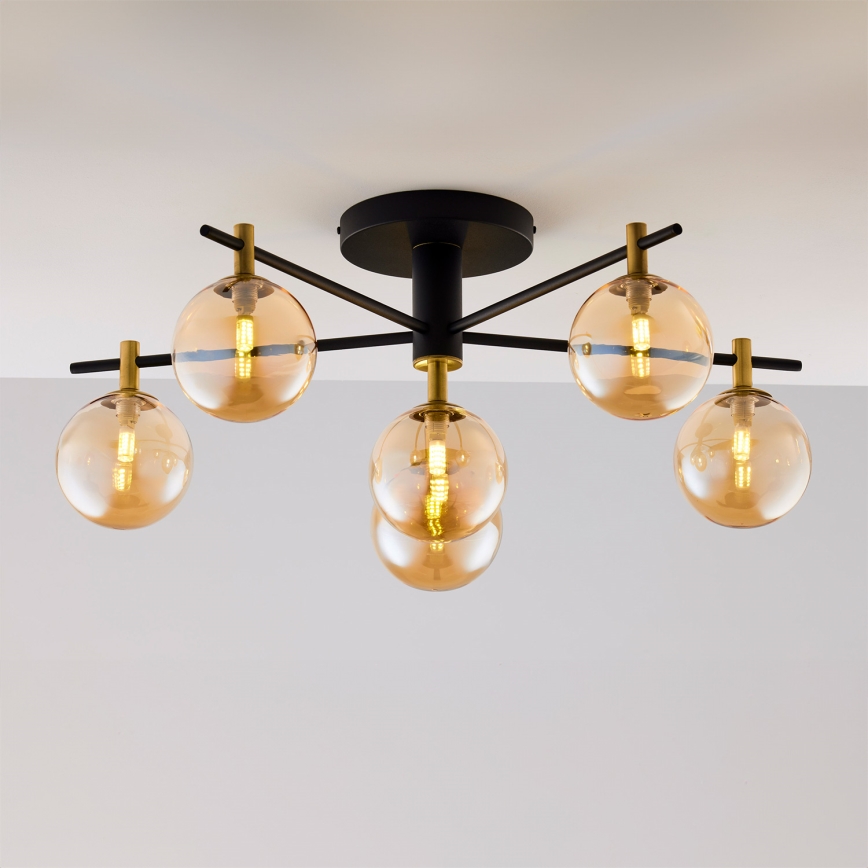 Jupiter 2033 - Surface-mounted chandelier FIGARO 6xG9/10W/230V black/gold/beige