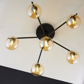 Jupiter 2033 - Surface-mounted chandelier FIGARO 6xG9/10W/230V black/gold/beige