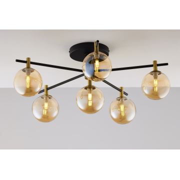 Jupiter 2033 - Surface-mounted chandelier FIGARO 6xG9/10W/230V black/gold/beige