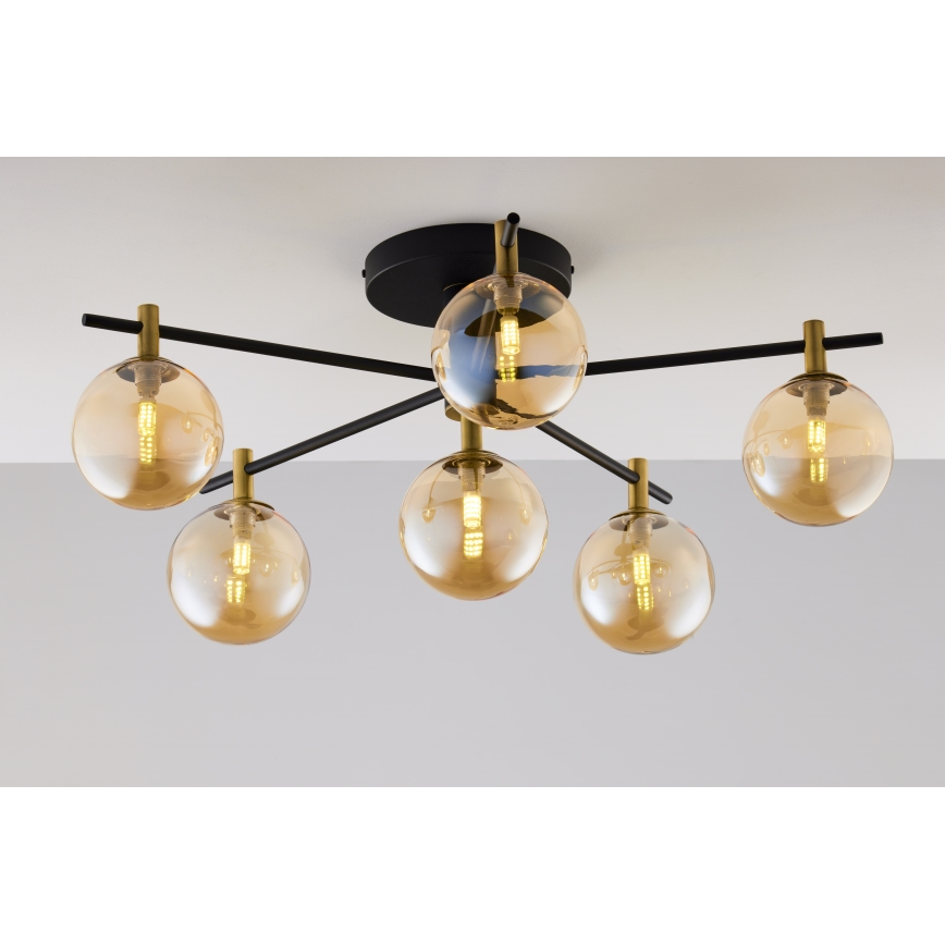 Jupiter 2033 - Surface-mounted chandelier FIGARO 6xG9/10W/230V black/gold/beige