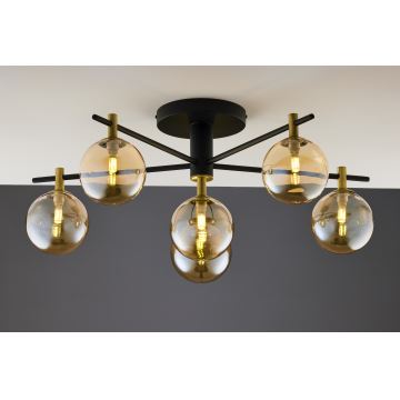 Jupiter 2033 - Surface-mounted chandelier FIGARO 6xG9/10W/230V black/gold/beige