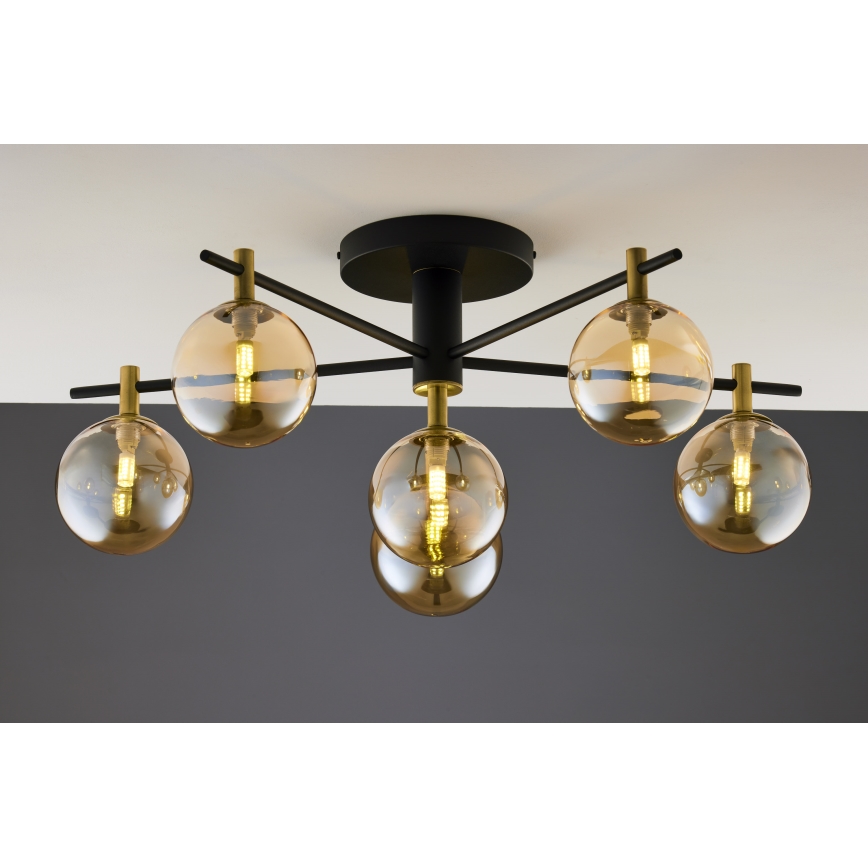 Jupiter 2033 - Surface-mounted chandelier FIGARO 6xG9/10W/230V black/gold/beige