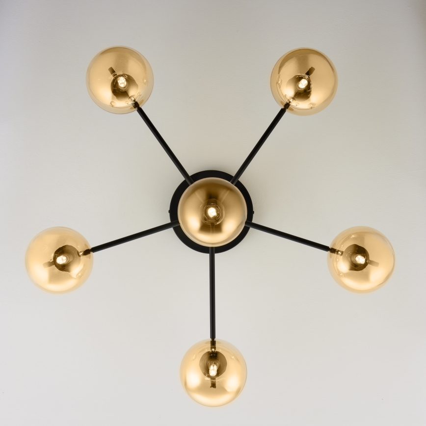 Jupiter 2033 - Surface-mounted chandelier FIGARO 6xG9/10W/230V black/gold/beige