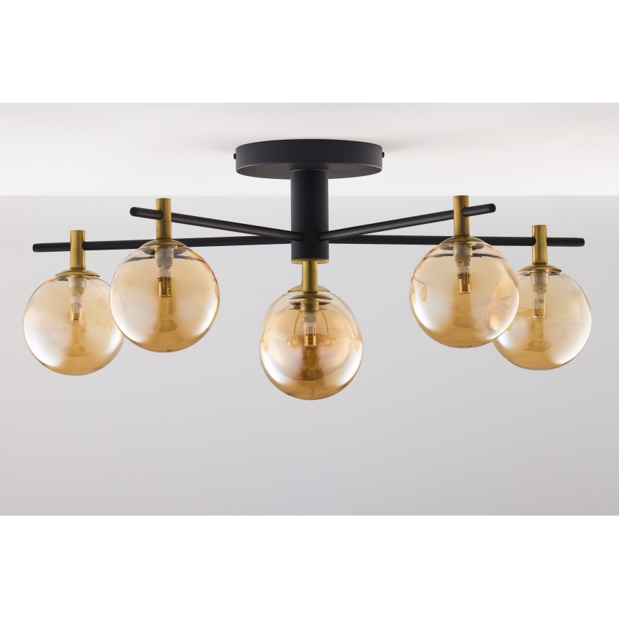 Jupiter 2033 - Surface-mounted chandelier FIGARO 6xG9/10W/230V black/gold/beige