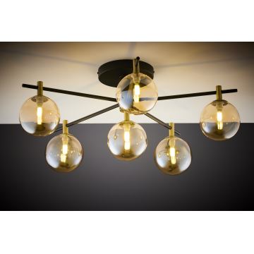 Jupiter 2033 - Surface-mounted chandelier FIGARO 6xG9/10W/230V black/gold/beige