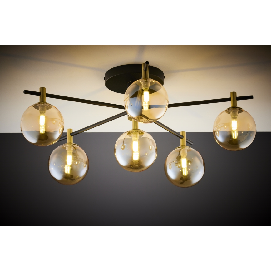 Jupiter 2033 - Surface-mounted chandelier FIGARO 6xG9/10W/230V black/gold/beige