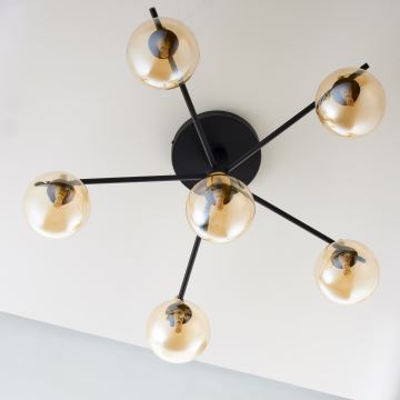 Jupiter 2033 - Surface-mounted chandelier FIGARO 6xG9/10W/230V black/gold/beige