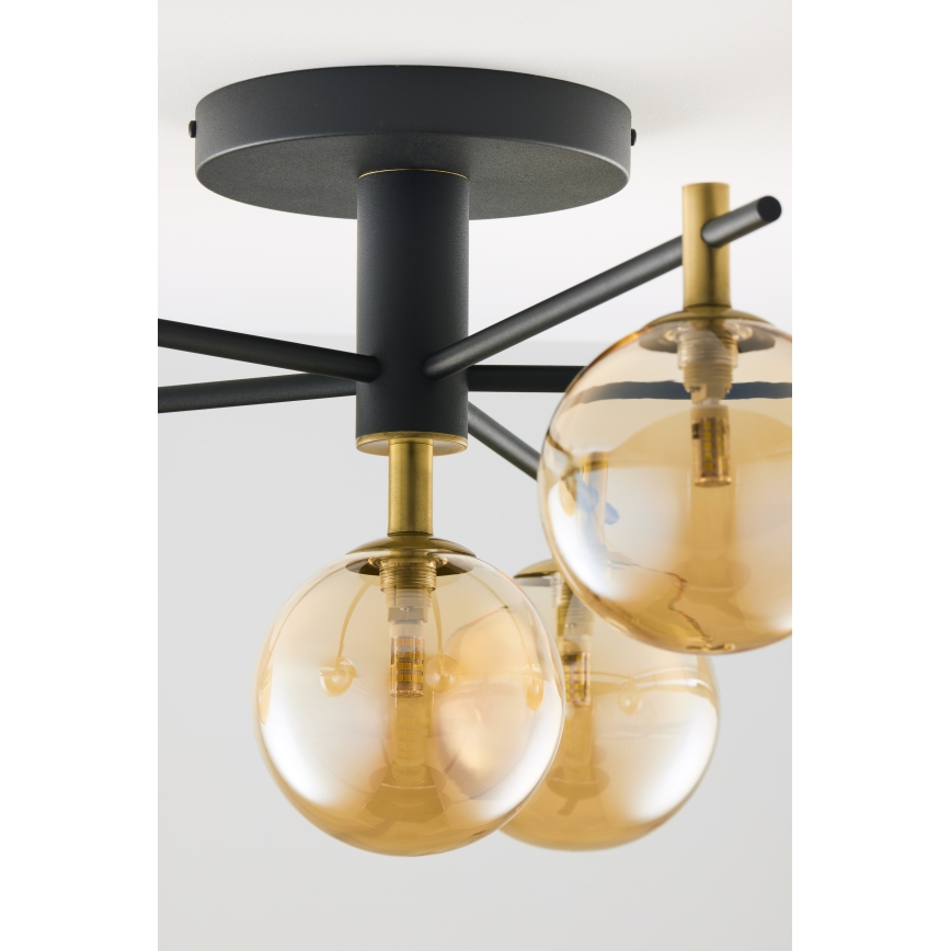 Jupiter 2033 - Surface-mounted chandelier FIGARO 6xG9/10W/230V black/gold/beige