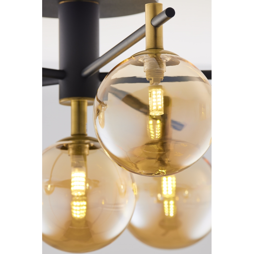 Jupiter 2033 - Surface-mounted chandelier FIGARO 6xG9/10W/230V black/gold/beige