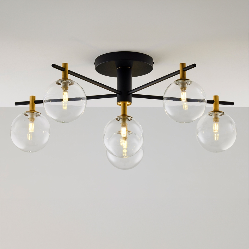 Jupiter 2036 - Surface-mounted chandelier FIGARO 6xG9/10W/230V black/gold/beige/clear