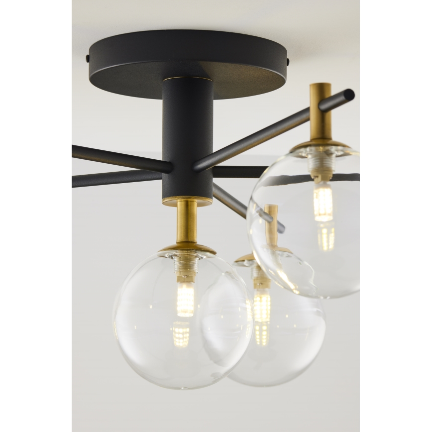 Jupiter 2036 - Surface-mounted chandelier FIGARO 6xG9/10W/230V black/gold/beige/clear