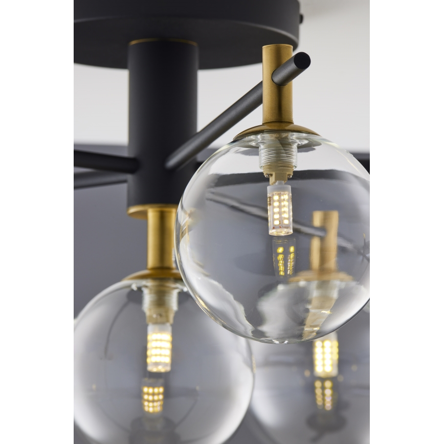 Jupiter 2036 - Surface-mounted chandelier FIGARO 6xG9/10W/230V black/gold/beige/clear