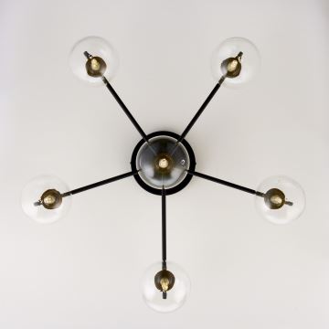 Jupiter 2036 - Surface-mounted chandelier FIGARO 6xG9/10W/230V black/gold/beige/clear