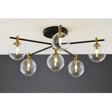 Jupiter 2036 - Surface-mounted chandelier FIGARO 6xG9/10W/230V black/gold/beige/clear