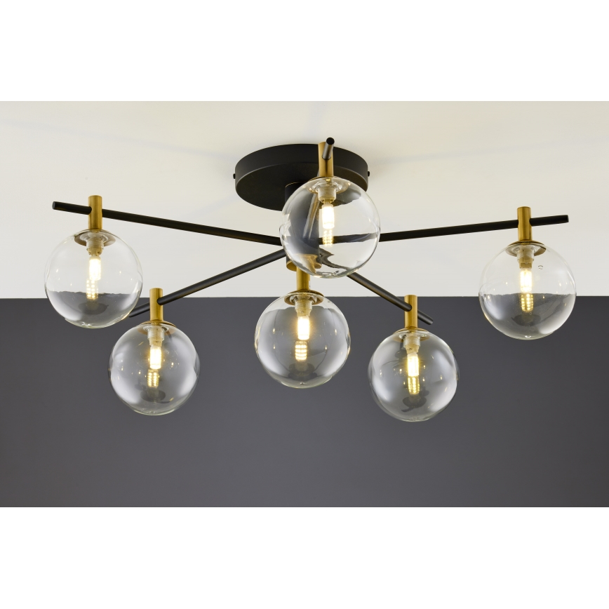 Jupiter 2036 - Surface-mounted chandelier FIGARO 6xG9/10W/230V black/gold/beige/clear