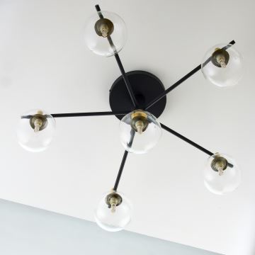 Jupiter 2036 - Surface-mounted chandelier FIGARO 6xG9/10W/230V black/gold/beige/clear