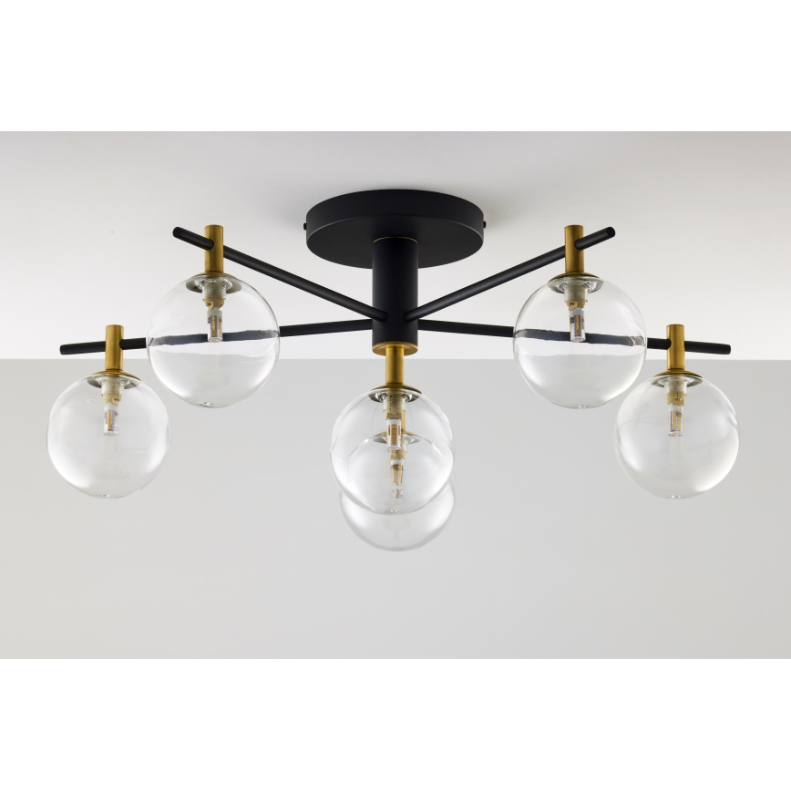 Jupiter 2036 - Surface-mounted chandelier FIGARO 6xG9/10W/230V black/gold/beige/clear