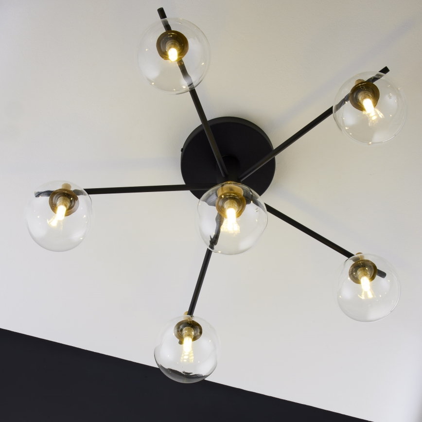 Jupiter 2036 - Surface-mounted chandelier FIGARO 6xG9/10W/230V black/gold/beige/clear