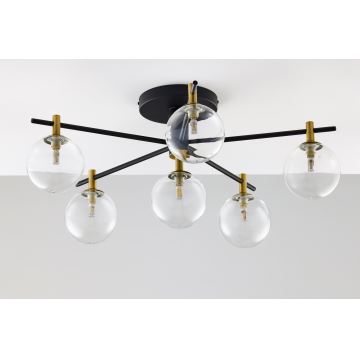 Jupiter 2036 - Surface-mounted chandelier FIGARO 6xG9/10W/230V black/gold/beige/clear