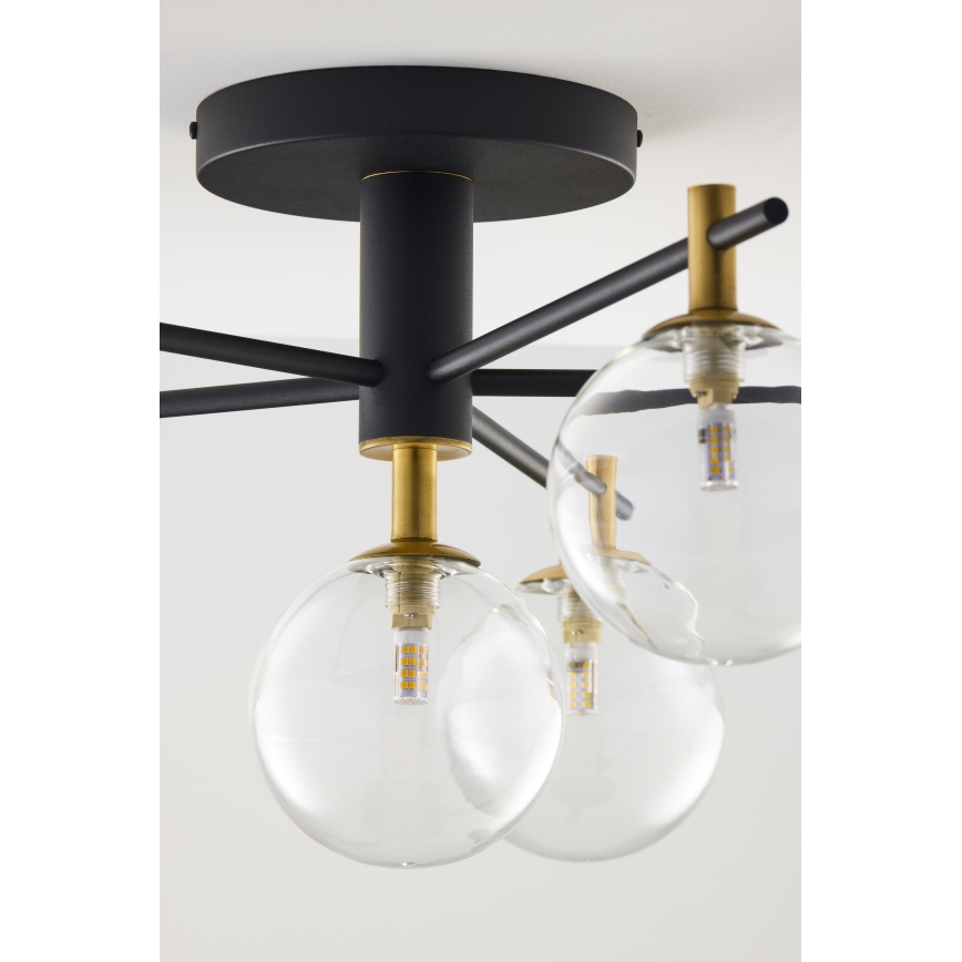 Jupiter 2036 - Surface-mounted chandelier FIGARO 6xG9/10W/230V black/gold/beige/clear