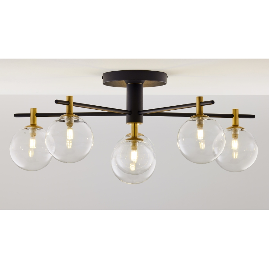 Jupiter 2036 - Surface-mounted chandelier FIGARO 6xG9/10W/230V black/gold/beige/clear