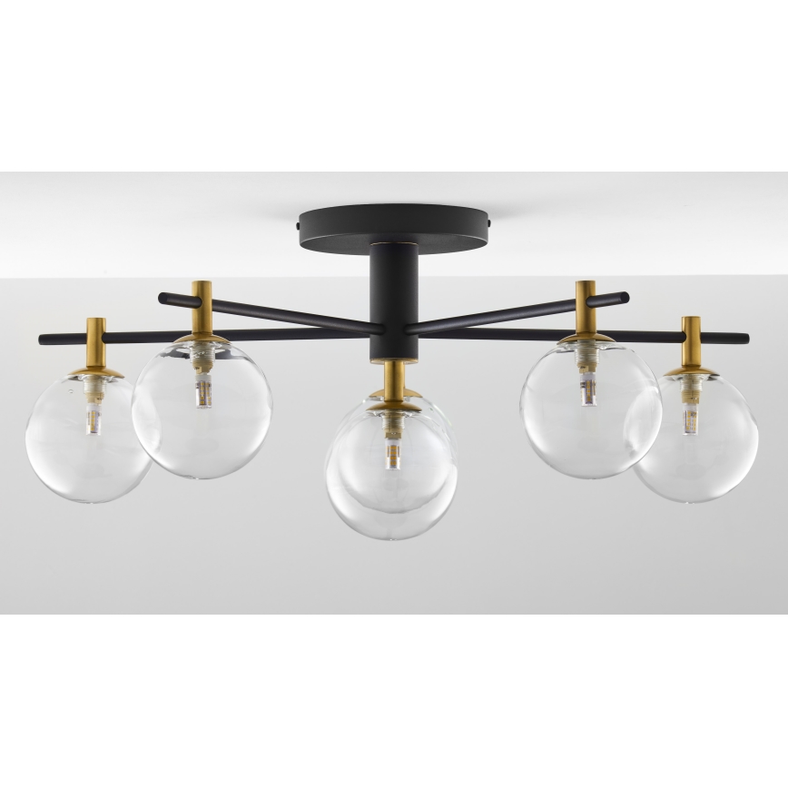 Jupiter 2036 - Surface-mounted chandelier FIGARO 6xG9/10W/230V black/gold/beige/clear