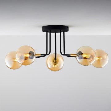 Jupiter 2038 - Chandelier on a pole BURANO 5xG9/10W/230V black/gold/beige