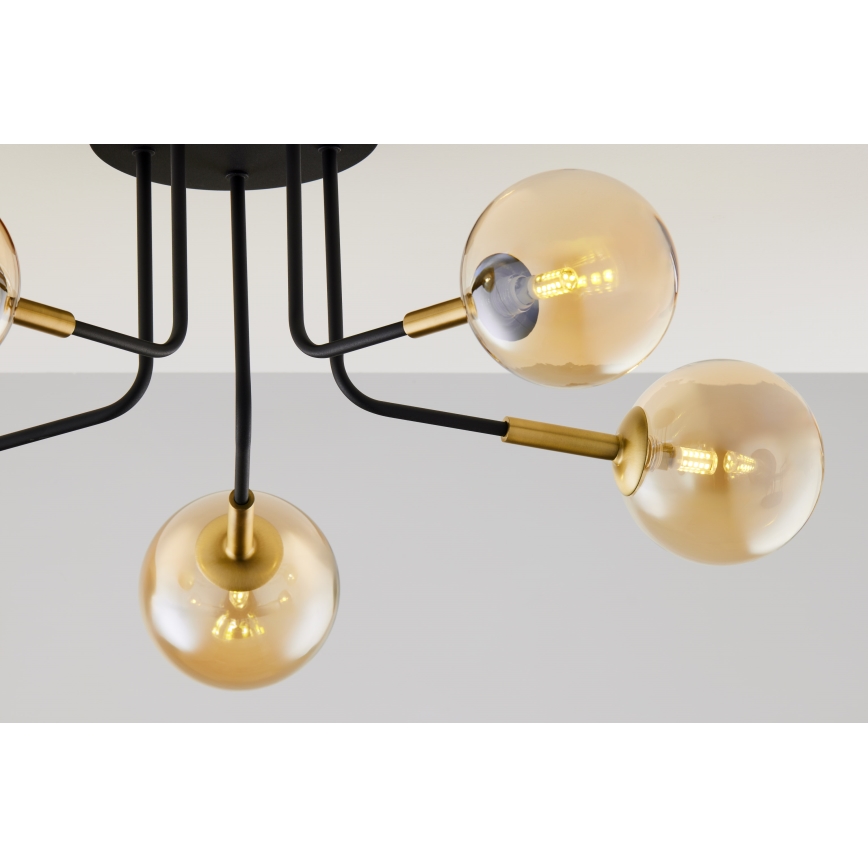 Jupiter 2038 - Chandelier on a pole BURANO 5xG9/10W/230V black/gold/beige