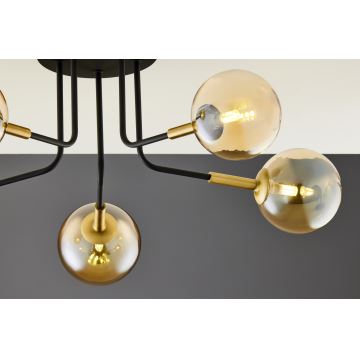 Jupiter 2038 - Chandelier on a pole BURANO 5xG9/10W/230V black/gold/beige