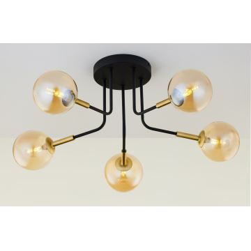 Jupiter 2038 - Chandelier on a pole BURANO 5xG9/10W/230V black/gold/beige