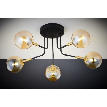 Jupiter 2038 - Chandelier on a pole BURANO 5xG9/10W/230V black/gold/beige