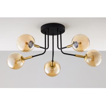 Jupiter 2038 - Chandelier on a pole BURANO 5xG9/10W/230V black/gold/beige