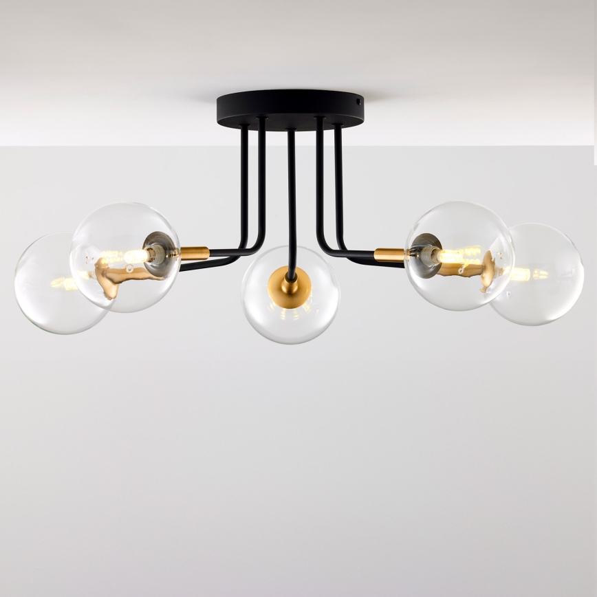 Jupiter 2040 - Chandelier on a pole BURANO 5xG9/10W/230V black/gold/clear