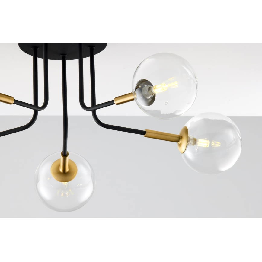 Jupiter 2040 - Chandelier on a pole BURANO 5xG9/10W/230V black/gold/clear