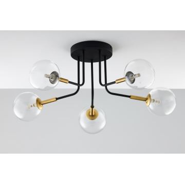 Jupiter 2040 - Chandelier on a pole BURANO 5xG9/10W/230V black/gold/clear