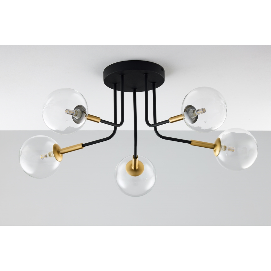 Jupiter 2040 - Chandelier on a pole BURANO 5xG9/10W/230V black/gold/clear